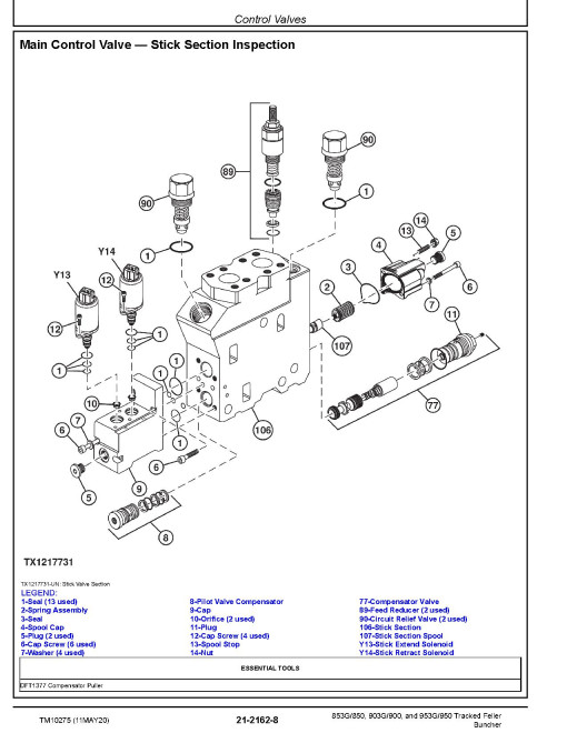 John Deere 853G, 903G, 953G, TimberJack 850, 900 and 950 Tracked Feller Bunchers Repair Manual (TM10275)