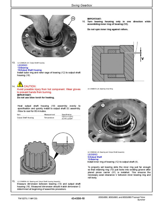 John Deere 853G, 903G, 953G, TimberJack 850, 900 and 950 Tracked Feller Bunchers Repair Manual (TM10275)