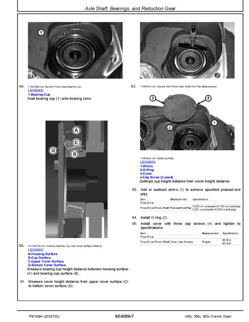 John Deere 450J, 550J and 650J Crawler Dozers (SN: 141667-159986) Repair Manual (TM10294)