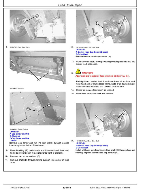 John Deere 625D, 630D, 635D and 640D Draper Platforms Repair Manual (TM103919) John Deere 625D, 630D, 635D and 640D Draper Platforms Repair Manual (TM103919)