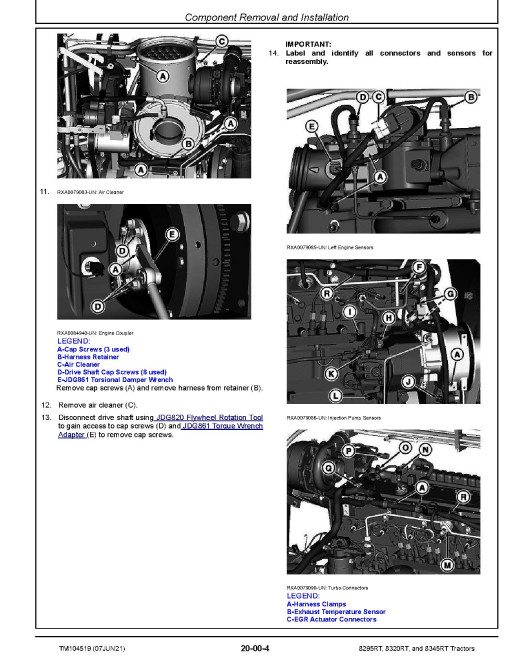John Deere 8295RT, 8320RT and 8345RT Tracked Tractors (SN. up to 902500) Repair Manual (TM104519) John Deere 8295RT, 8320RT and 8345RT Tracked Tractors (SN. up to 902500) Repair Manual (TM104519)