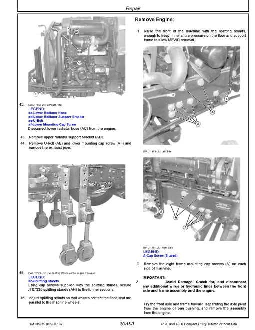 John Deere 4120 (SN: 610001-) and 4320 (SN: 620001-) Compact Utility Tractors Technical Manual (TM105019) John Deere 4120 (SN: 610001-) and 4320 (SN: 620001-) Compact Utility Tractors Technical Manual (TM105019)