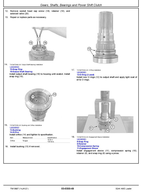 John Deere 524K (SN. before 642245) 4WD Loaders with Tier3 Engine 6068HDW74 Repair Manual (TM10687) John Deere 524K (SN. before 642245) 4WD Loaders with Tier3 Engine 6068HDW74 Repair Manual (TM10687)