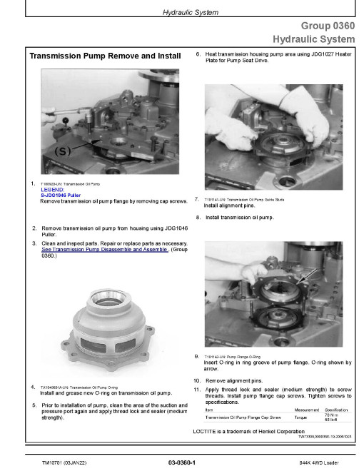 John Deere 844K (SN. before 642007) 4WD Loaders Repair Manual (TM10701) John Deere 844K (SN. before 642007) 4WD Loaders Repair Manual (TM10701)