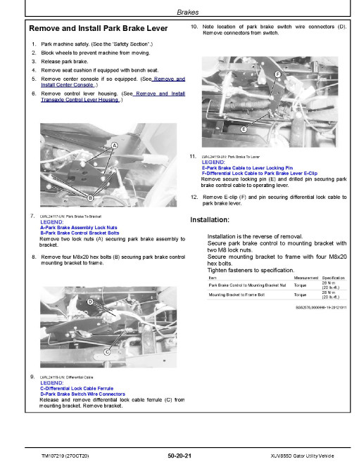 John Deere XUV855D (SN. from 010001) Gator Utility Vehicles Technical Manual (TM107219) John Deere XUV855D (SN. from 010001) Gator Utility Vehicles Technical Manual (TM107219)