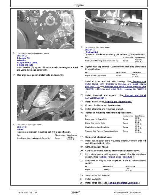 John Deere XUV855D (SN. from 010001) Gator Utility Vehicles Technical Manual (TM107219) John Deere XUV855D (SN. from 010001) Gator Utility Vehicles Technical Manual (TM107219)