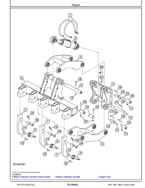 John Deere 450J, 550J and 650J Crawler Dozers (SN. from 159987) Repair Manual (TM10722)
