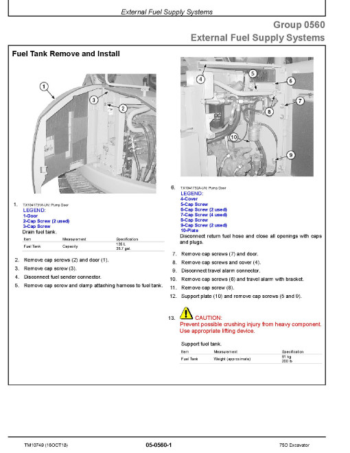 John Deere 75D Crawler Excavators Repair Manual (TM10749) John Deere 75D Crawler Excavators Repair Manual (TM10749)