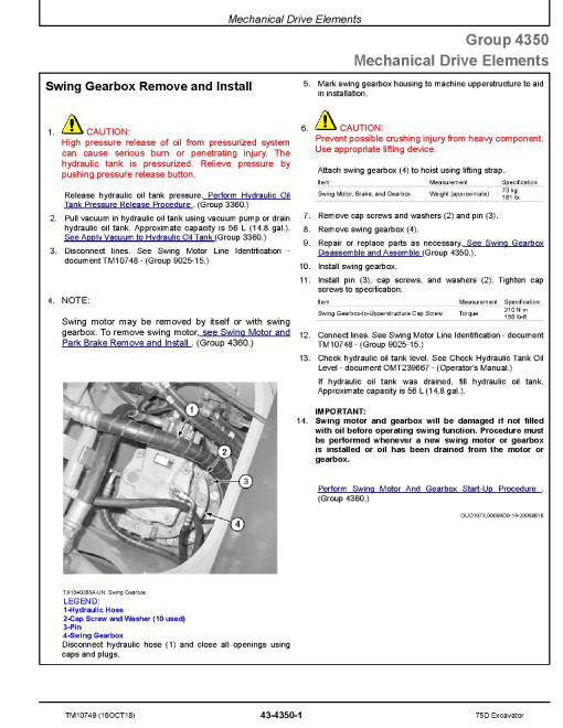 John Deere 75D Crawler Excavators Repair Manual (TM10749) John Deere 75D Crawler Excavators Repair Manual (TM10749)