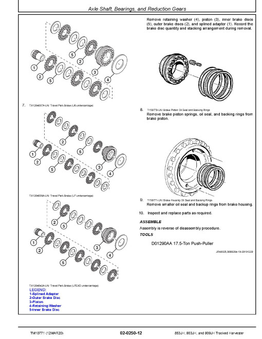 John Deere 853JH, 903JH and 909JH Tracked Harvesters Repair Manual (TM10771)