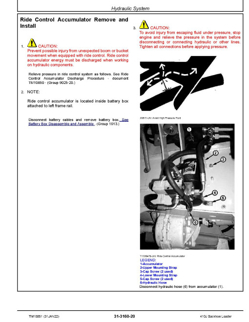 John Deere 410J (SN. from 161617) Backhoe Loaders Repair Manual (TM10851)