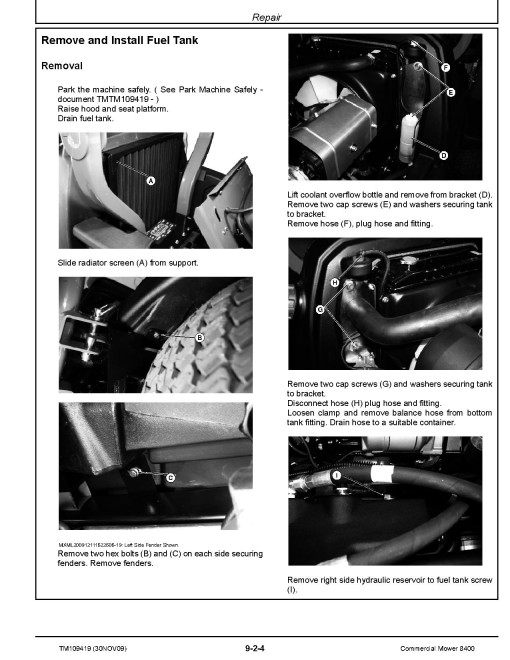John Deere 8400 Commercial Mowers (SN. from 010001) Technical Manual (TM109419) John Deere 8400 Commercial Mowers (SN. from 010001) Technical Manual (TM109419)