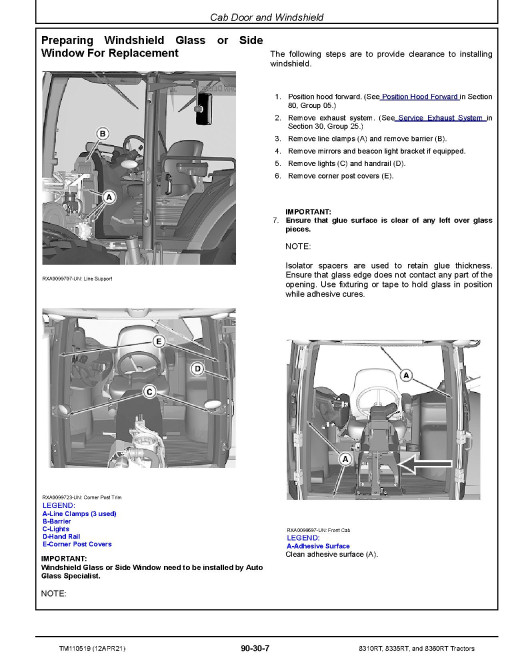 John Deere 8310RT, 8335RT and 8360RT Tracked Tractors (SN: 902501-912000) Repair Manual (TM110519) John Deere 8310RT, 8335RT and 8360RT Tracked Tractors (SN: 902501-912000) Repair Manual (TM110519)