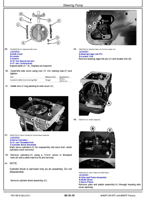 John Deere 9460RT, 9510RT and 9560RT Tracked Tractors Repair Manual (TM110919) John Deere 9460RT, 9510RT and 9560RT Tracked Tractors Repair Manual (TM110919)