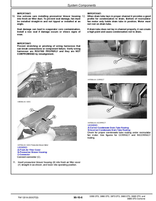 John Deere S550, S660, S670, S680, S685 and S690 STS Combines (SN: 745101-765000) Repair Manual (TM112019)