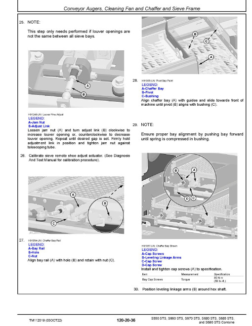John Deere S550, S660, S670, S680, S685 and S690 STS Combines (SN: 745101-765000) Repair Manual (TM112019)