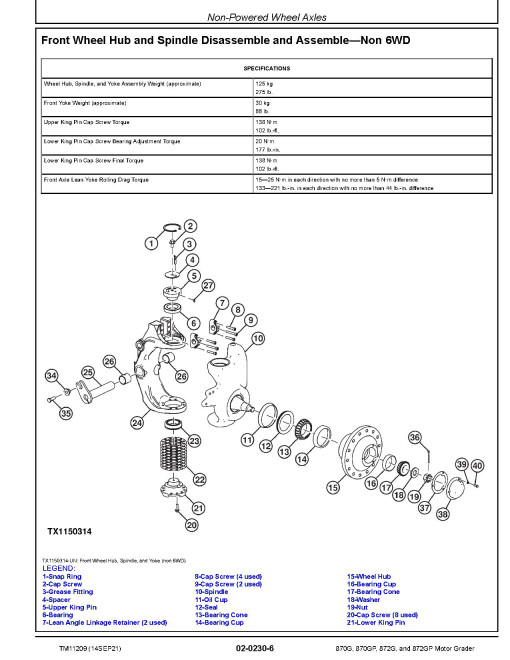 John Deere 870G, 870GP, 872G and 872GP Motor Graders (SN. before 634753) Repair Manual (TM11209) John Deere 870G, 870GP, 872G and 872GP Motor Graders (SN. before 634753) Repair Manual (TM11209)
