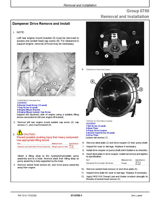 John Deere 244J (SN. from 23290) Compact 4WD Loaders Repair Manual (TM11215) John Deere 244J (SN. from 23290) Compact 4WD Loaders Repair Manual (TM11215)