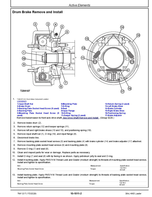 John Deere 304J (SN. from 23372) Compact 4WD Loaders Repair Manual (TM11217) John Deere 304J (SN. from 23372) Compact 4WD Loaders Repair Manual (TM11217)