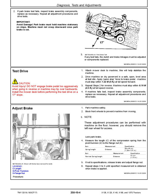 John Deere 107S, X105, X125, X145 and X165 Lawn Tractors Technical Manual (TM113319) John Deere 107S, X105, X125, X145 and X165 Lawn Tractors Technical Manual (TM113319)