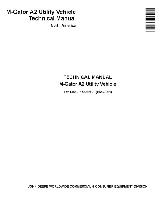 John Deere M-Gator A2 Utility Vehicles (SN: from 010001) Technical Manual (TM114019)