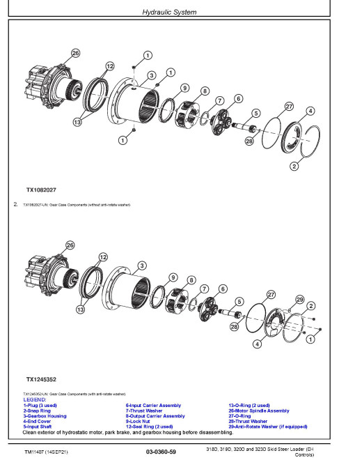 John Deere 319D, 323D Compact Track Loaders, 318D and 320D Skid Steer Loaders with EH Controls Repair Manual (TM11407) John Deere 319D, 323D Compact Track Loaders, 318D and 320D Skid Steer Loaders with EH Controls Repair Manual (TM11407)