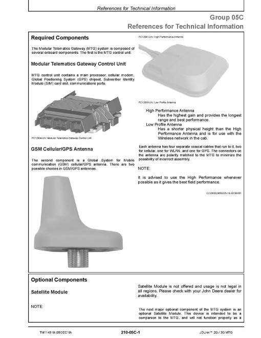 John Deere JDLink 2G and 3G Modular Telematics Gateways Technical Manual (TM114519)