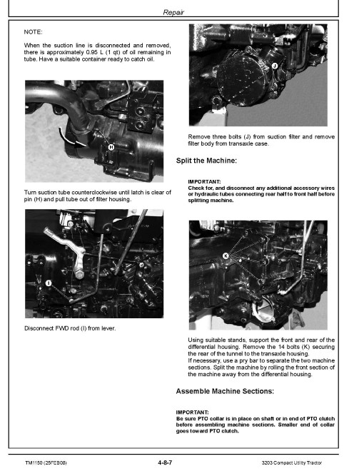 John Deere 3203 (SN. from 100001) Compact Utility Tractors Technical Manual (TM1150) John Deere 3203 (SN. from 100001) Compact Utility Tractors Technical Manual (TM1150)