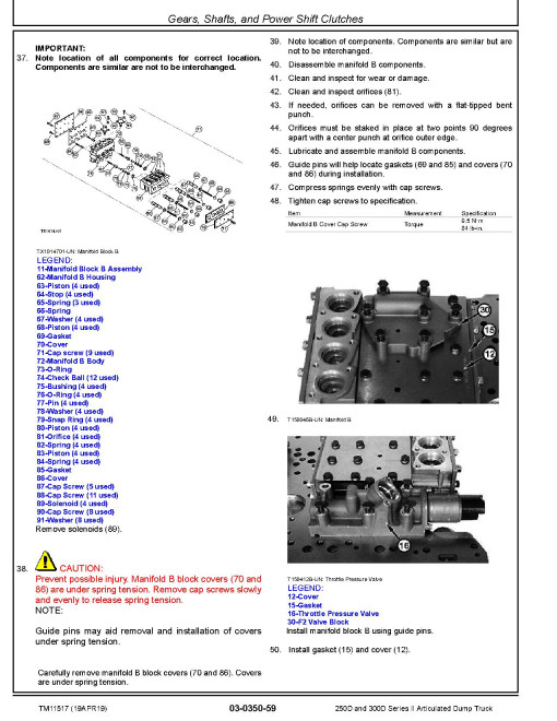 John Deere 250D and 300D Series II Tier 3 Articulated Dump Trucks (SN: 626761-642000) Repair Manual (TM11517)