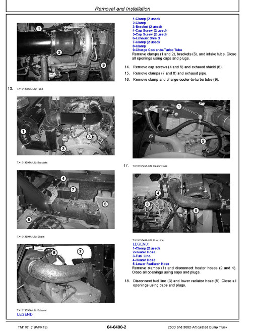 John Deere 250D and 300D Articulated Dump Trucks (SN: 609166-626760) Repair Manual (TM1161)