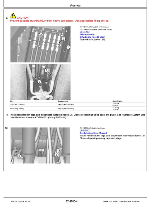 John Deere 909K and 959K Tracked Feller Bunchers Repair Manual (TM11625)