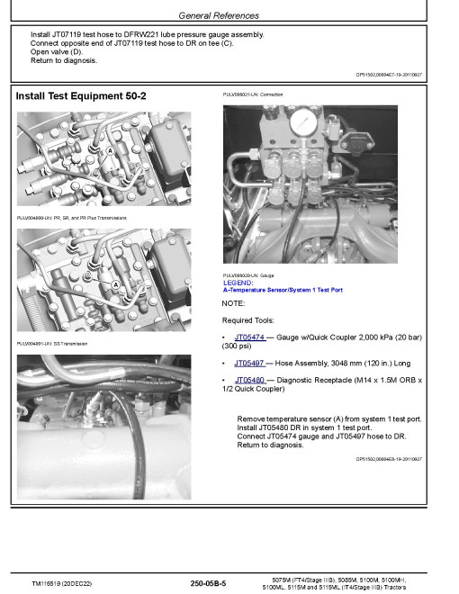 John Deere 5075M (FT4/S3B), 5085M, 5100M, 5100MH, 5100ML, 5115M and 5115ML (iT3/S3B) Tractors Diagnostic Manual (TM116519) John Deere 5075M (FT4/S3B), 5085M, 5100M, 5100MH, 5100ML, 5115M and 5115ML (iT3/S3B) Tractors Diagnostic Manual (TM116519)
