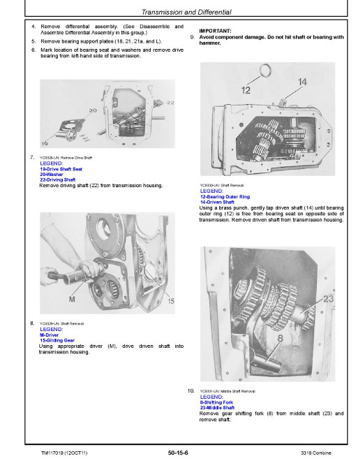 John Deere 3316 (C100) Combines Technical Manual (TM117019)