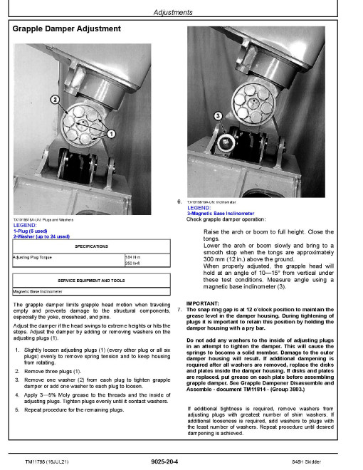 John Deere 848H (SN: 630436-) Grapple Skidders Operation and Test Manual (TM11798) John Deere 848H (SN: 630436-) Grapple Skidders Operation and Test Manual (TM11798)