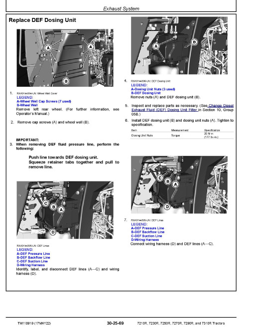John Deere 7210R, 7230R, 7250R, 7270R, 7290R and 7310R Tractors (SN: 080001-093999) Repair Manual (TM118919) John Deere 7210R, 7230R, 7250R, 7270R, 7290R and 7310R Tractors (SN: 080001-093999) Repair Manual (TM118919)