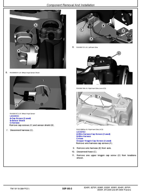 John Deere 8245R, 8270R, 8295R, 8320R, 8335R, 8345R, 8370R, 8400R, 8R-2304 and 8R-3004 Tractors Repair Manual (TM119119) John Deere 8245R, 8270R, 8295R, 8320R, 8335R, 8345R, 8370R, 8400R, 8R-2304 and 8R-3004 Tractors Repair Manual (TM119119)