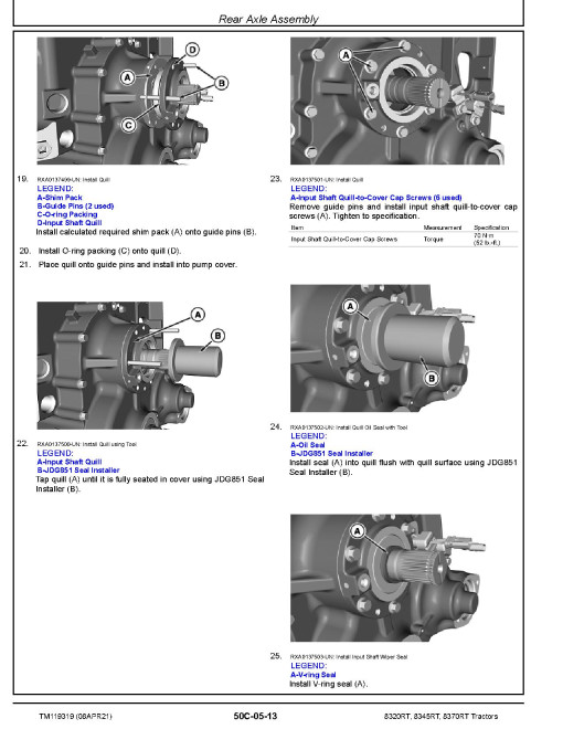 John Deere 8320RT, 8345RT and 8370RT Tracked Tractors (SN: 912001-916999) Repair Manual (TM119319) John Deere 8320RT, 8345RT and 8370RT Tracked Tractors (SN: 912001-916999) Repair Manual (TM119319)