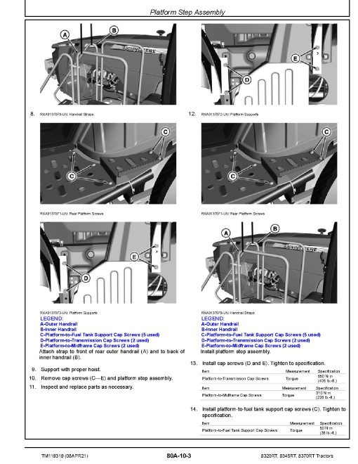 John Deere 8320RT, 8345RT and 8370RT Tracked Tractors (SN: 912001-916999) Repair Manual (TM119319) John Deere 8320RT, 8345RT and 8370RT Tracked Tractors (SN: 912001-916999) Repair Manual (TM119319)