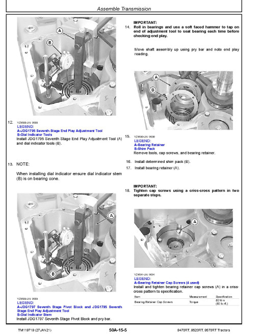 John Deere 9470RT, 9520RT and 9570RT Tracked Tractors (SN: 906000-916999) Repair Manual (TM119719) John Deere 9470RT, 9520RT and 9570RT Tracked Tractors (SN: 906000-916999) Repair Manual (TM119719)