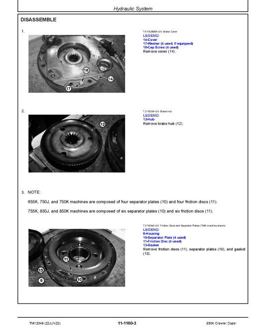 John Deere 850K (SN: E178122-271265) Crawler Dozers Repair Manual (TM12046)