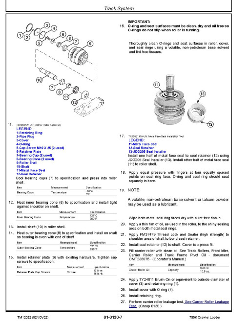 John Deere 755K (SN: E192242-339206) Crawler Loaders Repair Manual (TM12052)