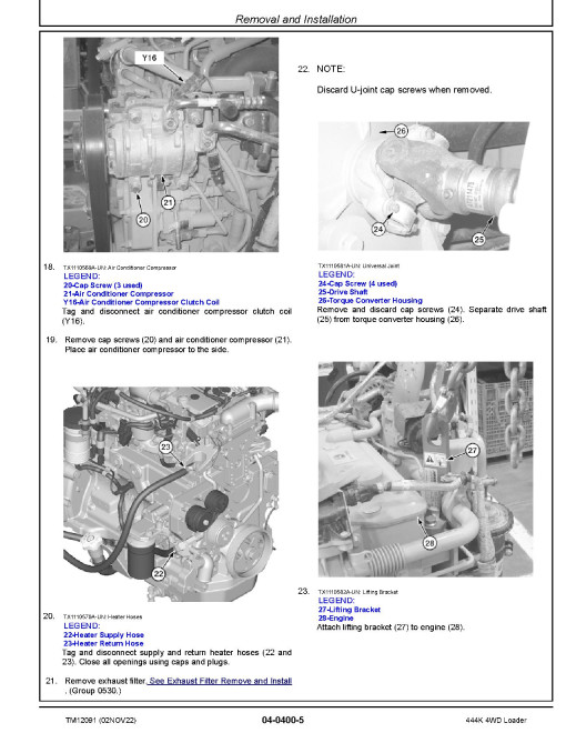 John Deere 444K (SN: E642101-670307) 4WD Loaders with iT4 Engine 4045HDW56 Repair Manual (TM12091) John Deere 444K (SN: E642101-670307) 4WD Loaders with iT4 Engine 4045HDW56 Repair Manual (TM12091)