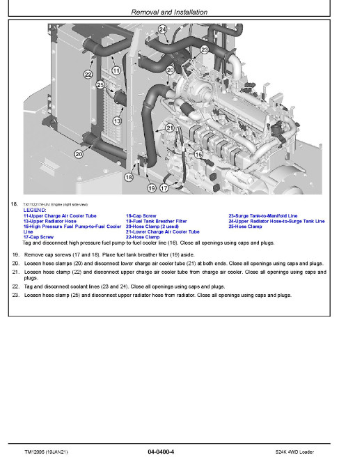 John Deere 524K (SN: E642246-670307) 4WD Loaders with iT4 Engine 6068HDW84 Repair Manual (TM12095) John Deere 524K (SN: E642246-670307) 4WD Loaders with iT4 Engine 6068HDW84 Repair Manual (TM12095)