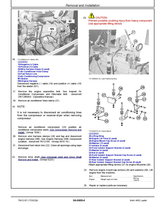 John Deere 644K (SN: E634315-658064) 4WD Loaders with iT4 Engine 6090HDW13 Repair Manual (TM12107) John Deere 644K (SN: E634315-658064) 4WD Loaders with iT4 Engine 6090HDW13 Repair Manual (TM12107)