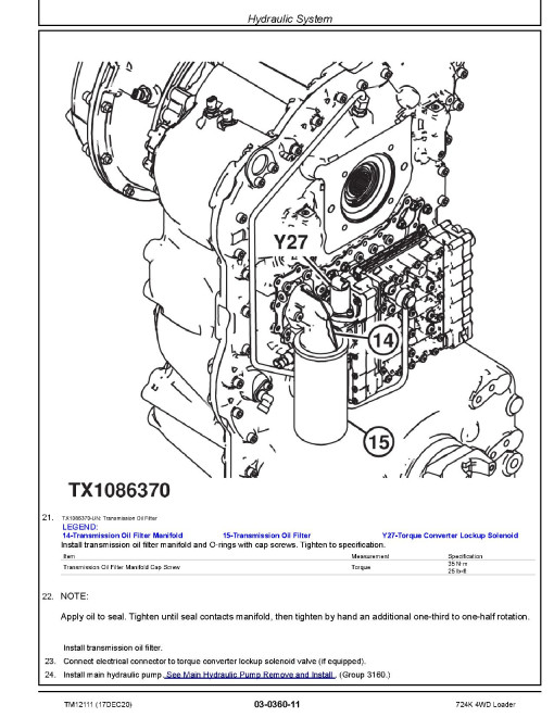 John Deere 724K (SN: E634315-658064) 4WD Loaders with iT4 Engines 6090HDW13 Repair Manual (TM12111) John Deere 724K (SN: E634315-658064) 4WD Loaders with iT4 Engines 6090HDW13 Repair Manual (TM12111)