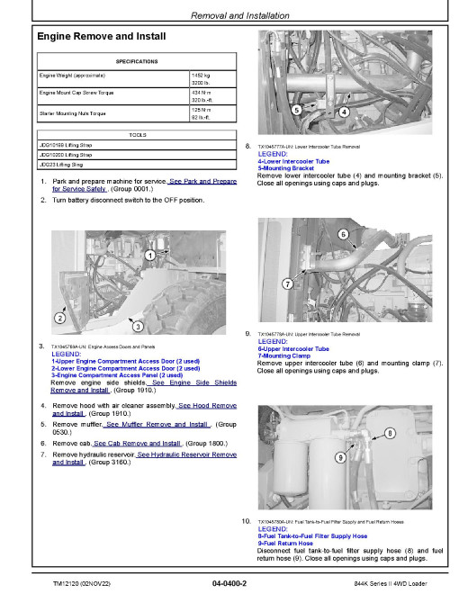 John Deere 844K Series II (SN: 642008-664095) 4WD Loaders with Engine 6135HDW01 (T3), 6135HDW03 (S2) Repair Manual (TM12120) John Deere 844K Series II (SN: 642008-664095) 4WD Loaders with Engine 6135HDW01 (T3), 6135HDW03 (S2) Repair Manual (TM12120)