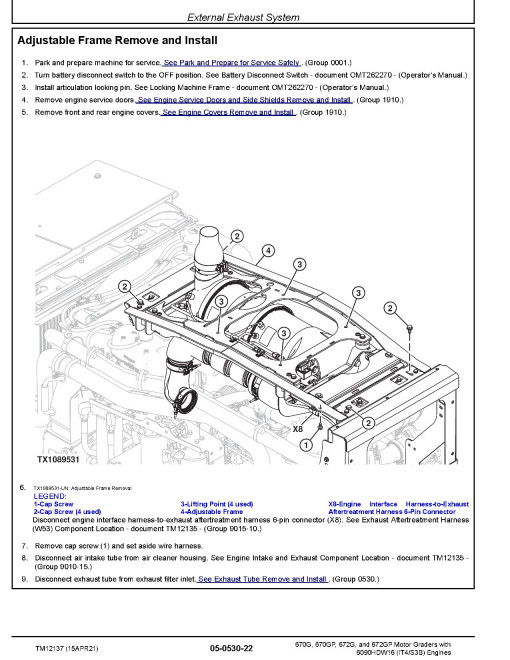 John Deere 670G, 670GP, 672G and 672GP Motor Graders (SN: 634380-656507) with iT4/S3B Engines Repair Manual (TM12137) John Deere 670G, 670GP, 672G and 672GP Motor Graders (SN: 634380-656507) with iT4/S3B Engines Repair Manual (TM12137)