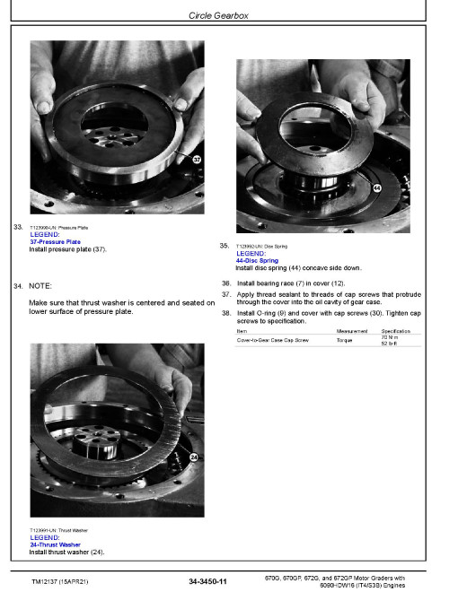 John Deere 670G, 670GP, 672G and 672GP Motor Graders (SN: 634380-656507) with iT4/S3B Engines Repair Manual (TM12137) John Deere 670G, 670GP, 672G and 672GP Motor Graders (SN: 634380-656507) with iT4/S3B Engines Repair Manual (TM12137)