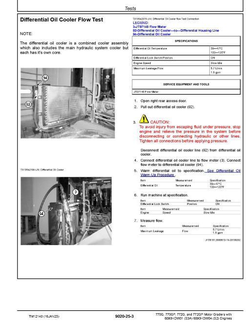 John Deere 770G, 770GP, 772G and 772GP Motor Graders (SN: 634754-656507) with S2/S3A Engines Operation and Test Manual (TM12140) John Deere 770G, 770GP, 772G and 772GP Motor Graders (SN: 634754-656507) with S2/S3A Engines Operation and Test Manual (TM12140)