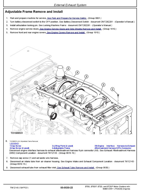 John Deere 870G, 870GP, 872G and 872GP Motor Graders (SN: 634380-656507) with iT4/S3B Engines Repair Manual (TM12145) John Deere 870G, 870GP, 872G and 872GP Motor Graders (SN: 634380-656507) with iT4/S3B Engines Repair Manual (TM12145)